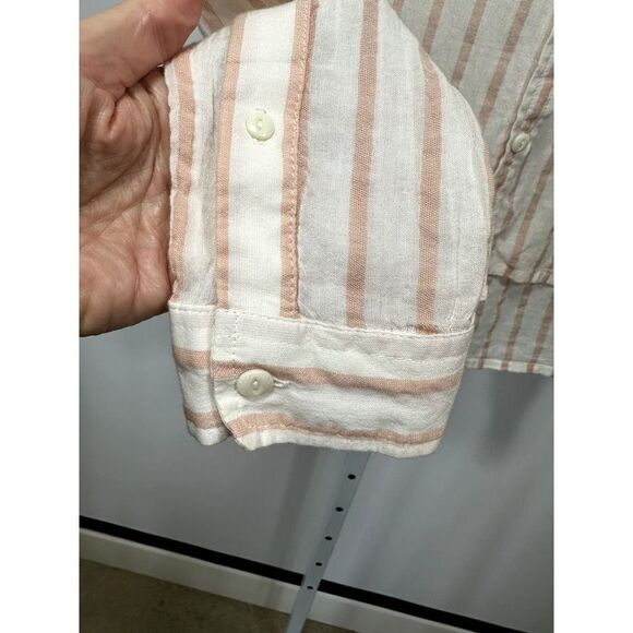 CURRENT/ELLIOT Women's The Georgia Striped Lightweight Shirt White/Pink Size 0 - Picture 5 of 9